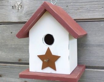 Rustic Star Birdhouse Outdoor wooden birdhouse for Chickadees, Wrens and Finches.