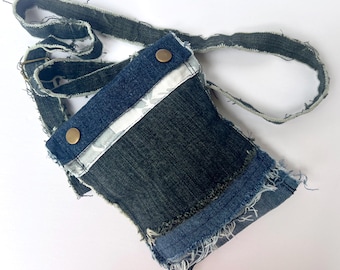 Upcycled Denim Crossbody Bag: Handmade Reclaimed Jean Purse