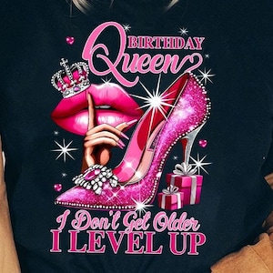 Glitter Birthday Queen Png, Birthday Party Png, Girly Birthday Png, Sublimation Designs Download, High Heel Birthday Png, Birthday Gift