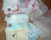 9 silk and voile embroidered hankies