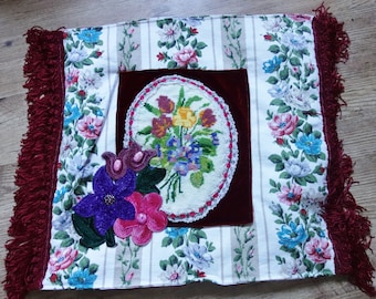vintage needlepoint cushion cover 19x17 inches