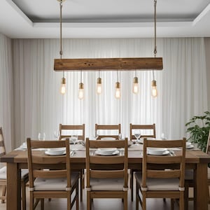 Handmade Live Edge Wood Chandelier: Rustic Farmhouse Light