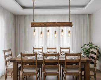 Handmade Live Edge Wood Chandelier: Rustic Farmhouse Light