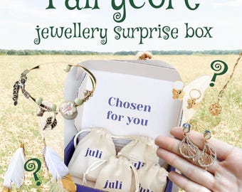 Fairycore surprise jewellery mystery box, blind jar, grab bag, style bundle, personalised mix of 4 earrings, necklace, bracelet, rings