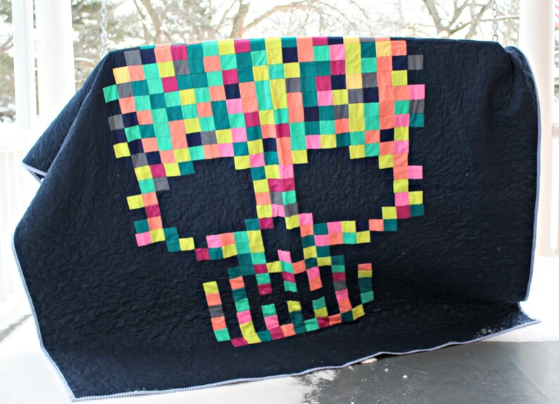Sugar Skull Quilt PDF pattern download Etsy Quilt sugar quilts quilting skull skulls halloween patterns american fabric guadalupe candy lady visit choose