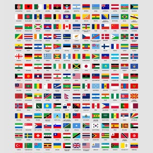 Flags of the World Poster Printable & Editable | All Country Flags Wall Art | 7 Styles | International Flags | World Flags Digital Download
