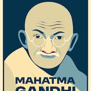 Mahatma Gandhi Poster Wall Art Printable | Vector Art Editable | Mahatma Gandh Art | Historical Figure Artwork Download