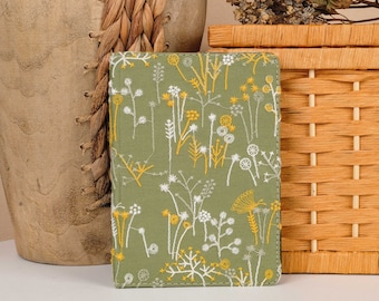 刺繍入り花柄 Kindle Paperwhite ケース：グリーン ヴィーガンレザーケース