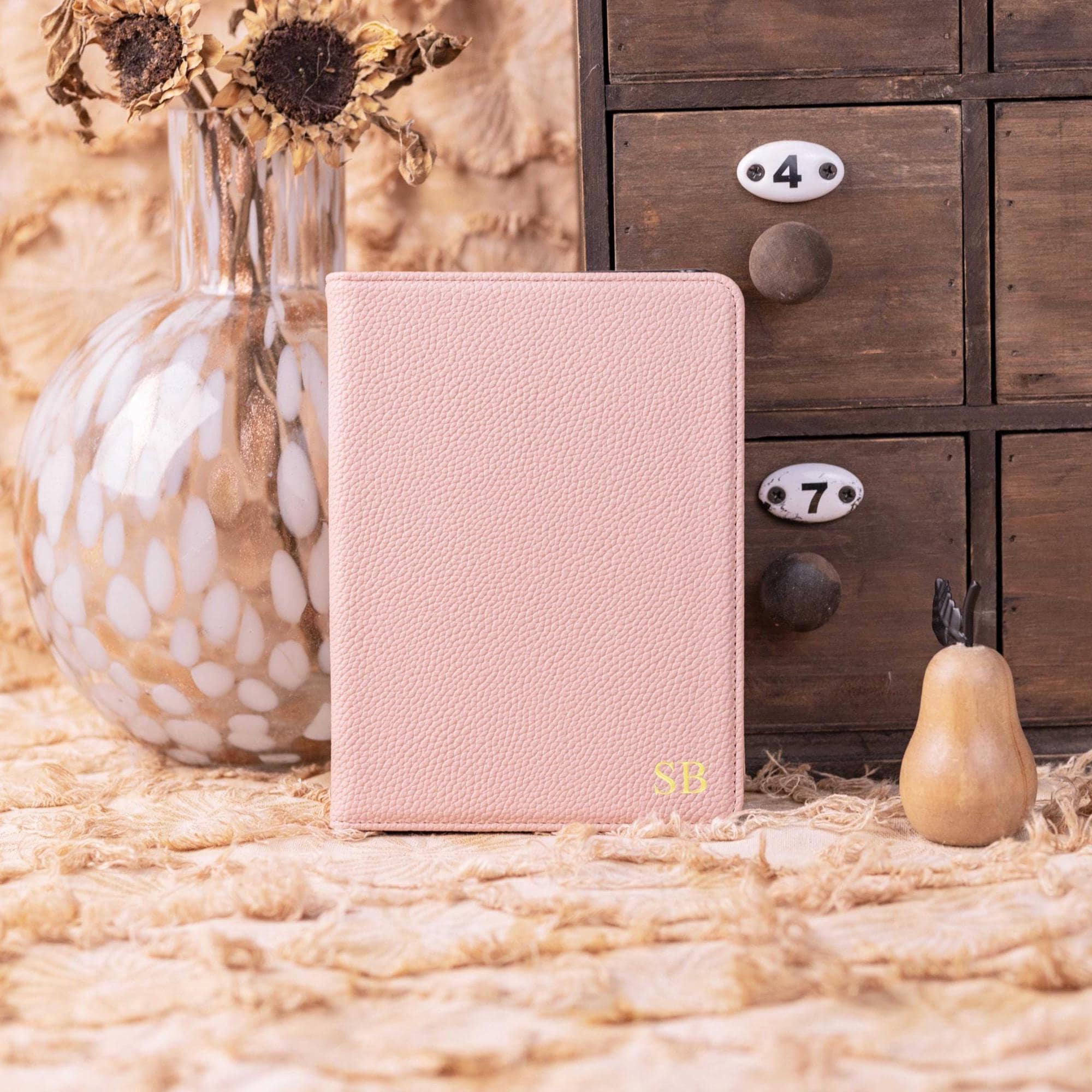 Pink Vegan Leather Kindle Case with Strap and Stand, Personalized Case, Kindle Paperwhite Case,Kindle Paperwhite 7'' Case with Back Magnetic