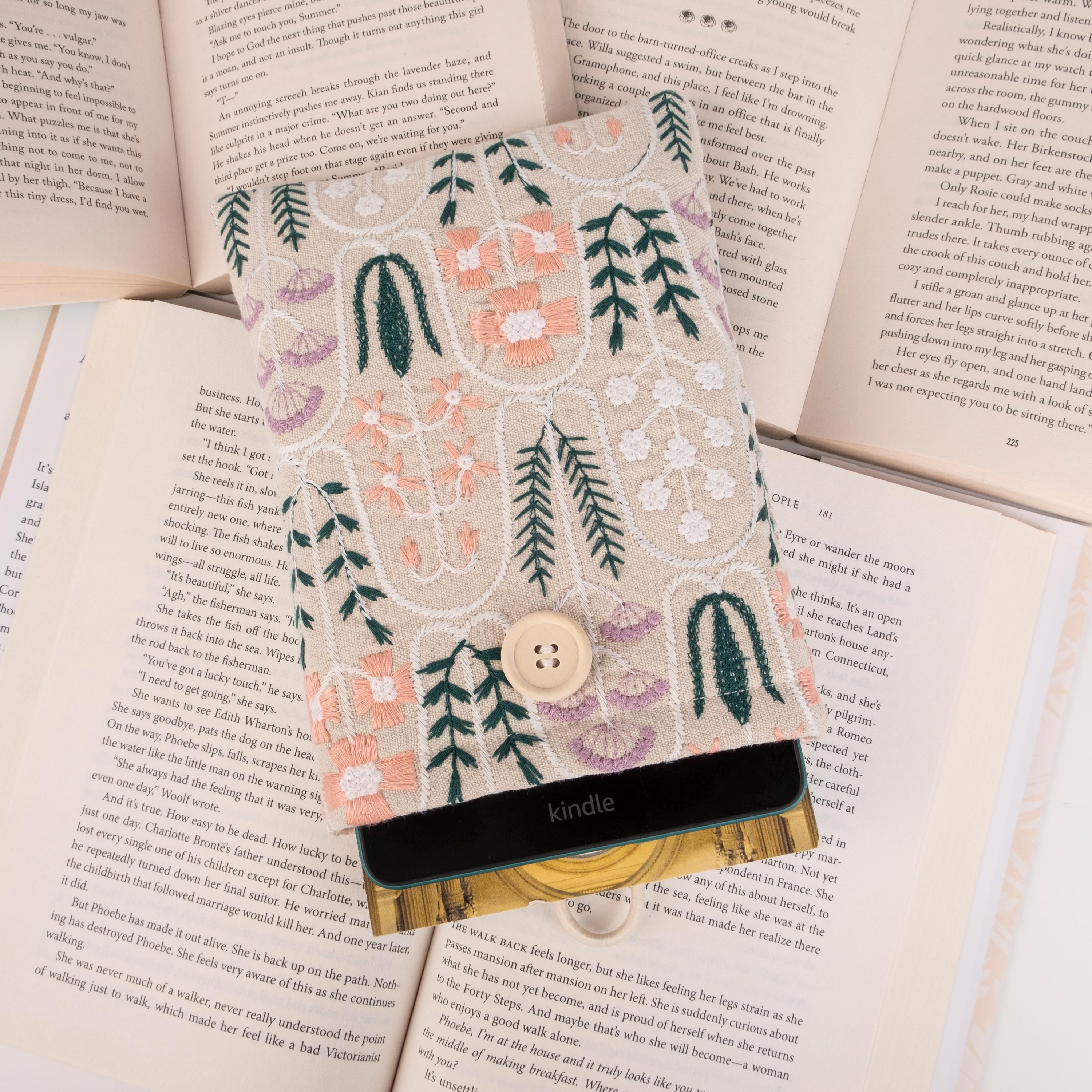 Whispering Floral Embroidery Kindle Sleeve, Suitable for the