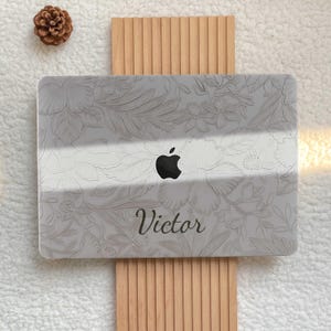 Custodia rigida floreale grigia retrò per MacBook Pro 16/15 Air 15/14/13/11 MacBook Retina 15/13/12 Custodia per laptop Apple 2024/2023 A3114 A2941