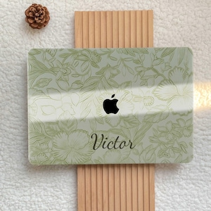 Custodia rigida floreale verde retrò per MacBook Pro 16/15 Air 15/14/13/11 MacBook Retina 15/13/12 Custodia per laptop Apple 2024/2023 A3114 A2941