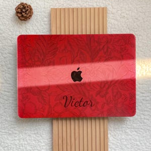 Custodia rigida floreale rossa retrò per MacBook Pro 16/15 Air 15/14/13/11 MacBook Retina 15/13/12 Custodia per laptop Apple 2024/2023 A3114 A2941
