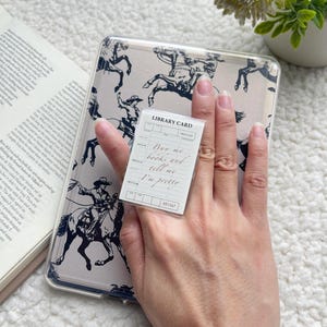 Library Card Kindle Grip, Kindle Holder, Kindle Accessories, Magnetic Kindle Grip, Phone Holder, Phone Grips, Kobo Grip, Bookish Gifts