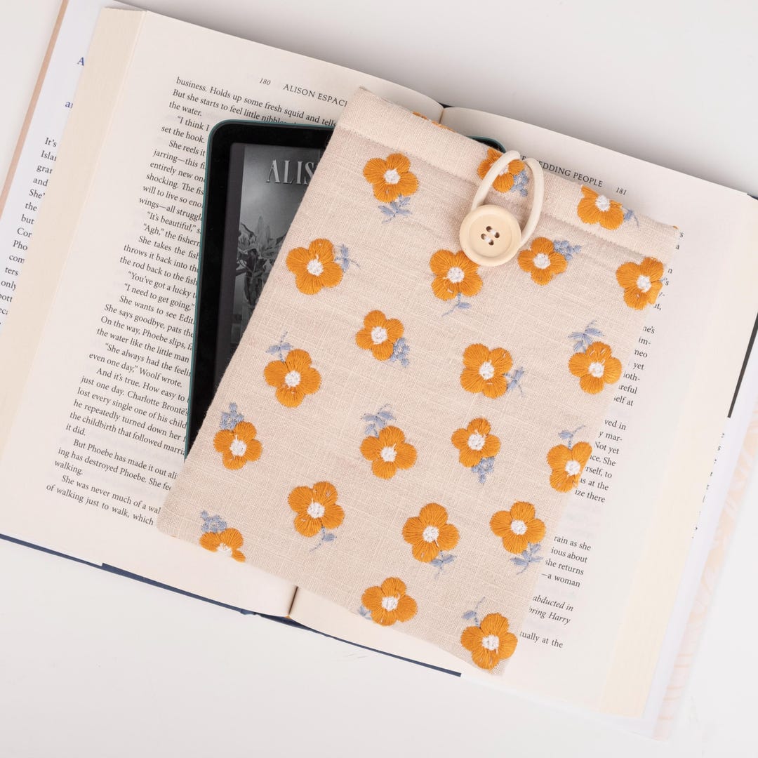 Sunflower Embroidered Floral Kindle Sleeve, Padded E-reader Cover ...