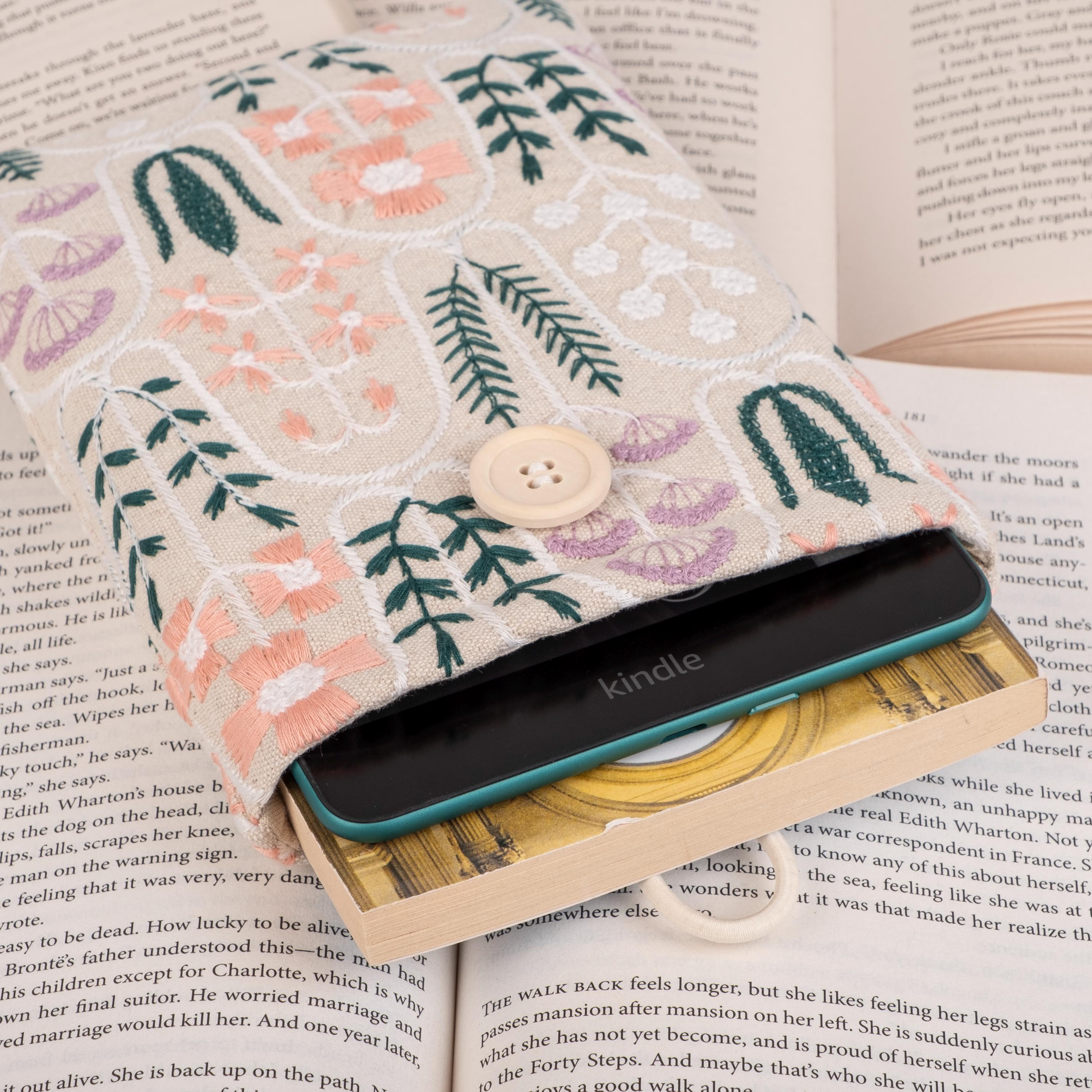 Whispering Floral Embroidery Kindle Sleeve, Suitable for the