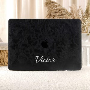 Custodia in pelle con stampa floreale nera per MacBook Pro 16/15 Air 15/14/13/11, MacBook Retina 15/13/12, custodia per laptop Apple 2024/2023, A3114/A2941