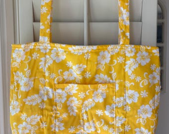 Beach Bag in yellow Hawaiian print