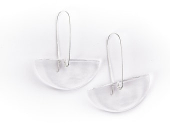 Crystal clear glass earrings, sterling silver wire