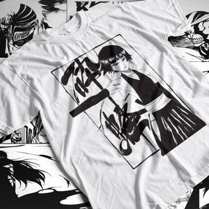 メンズ ユニセックス ソウルリーパー Tシャツ スクワッドキャプテン イラスト Tシャツ アニメ 死神 オタク シャツ 卍解 マンガ グラフィック Tシャツ 日本のアート クルーネック