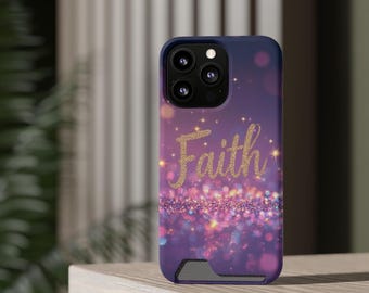 Faith Christian Phone Case with Card Holder - Bible Verse Design