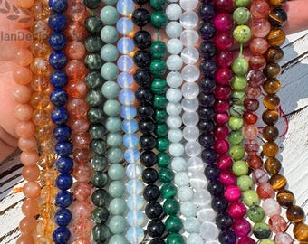 Natural Gemstone Beads, 6mm 8mm 10mm Smooth Round Beads for Jewelry Making