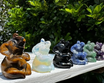 4cm Natural Gemstone Mini Elephant, Crystal Sitting Elephant, Amethyst, Rose Quartz, Opalite, Black Obsidian Elephant Decor, Wedding Gifts