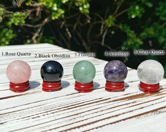 3cm Natural Gemstone Ball, Crystal Sphere, Mineral Specimen, Home Decor, Obsidian/Amethyst/Rose Quartz/Fluorite Sphere, Crystal Gifts