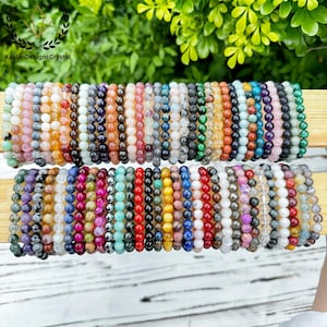 Handmade Crystal Round Beads Bracelet, 6mm/8mm/10mm Gemstone Bracelet, Men Women Stretchy Bracelet, Energy Crystal, Crystal Gift