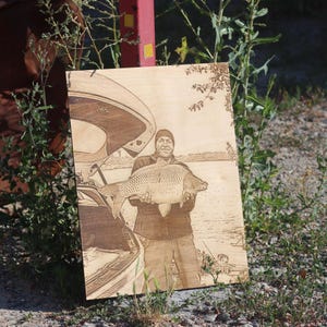 Custom Engraved Wood Photo | Personalized Portrait on Wood | Unique Laser Engraved Gift for Any Occasion | Family, Couple, Pet