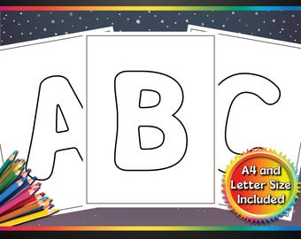 A-Z Letters, Printable Coloring Pages, 27 Pages, A4 & Letter Size, PDF, Ready to Print, For Teachers, Kids, Educational, Crazy Coloring Fun