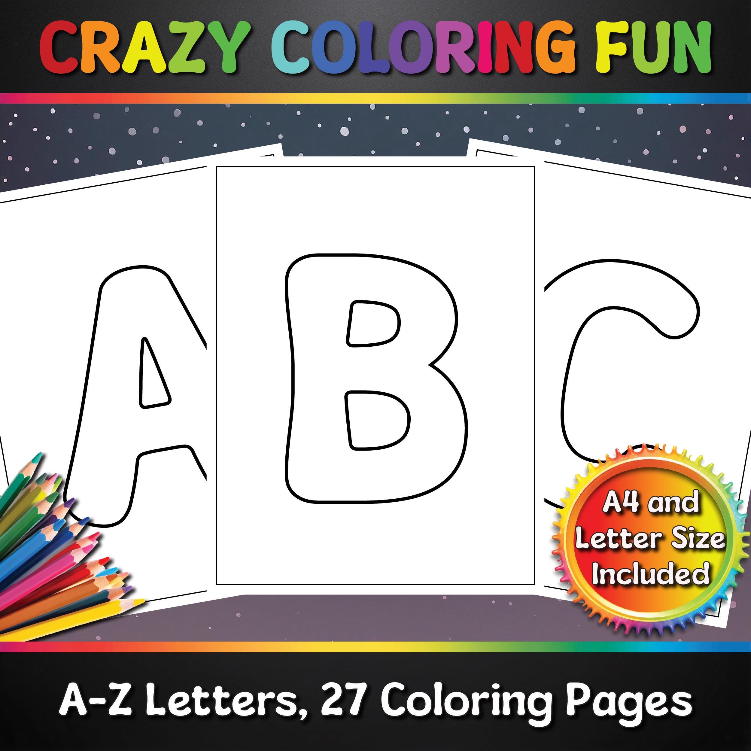 A-Z Letters, Printable Coloring Pages, 27 Pages, A4 & Letter Size, PDF