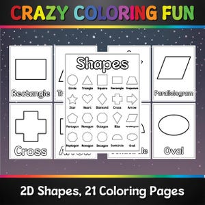 2D Shapes Coloring Pages: Kids Educational Worksheet (PDF) - Etsy