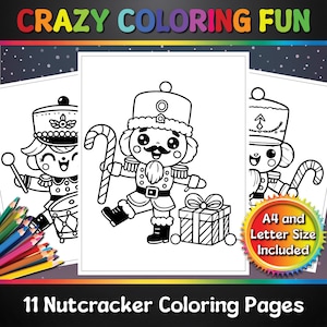 Christmas Nutcracker Printable Coloring Pages, 11 Pages, A4 & Letter Size, PDF, Print Ready, For Kids, Coloring Book, Crazy Coloring Fun