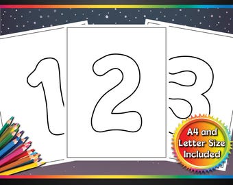 1-20 Numbers, Printable Coloring Pages, 29 Pages, A4 & Letter Size, PDF, Print Ready, For Teachers, Kids, Educational, Crazy Coloring Fun