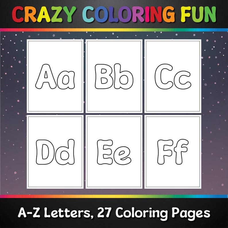27 Color Pages A-Z Letters, Printable Coloring Pages, 27 Pages, A4 & Letter Size, PDF ...