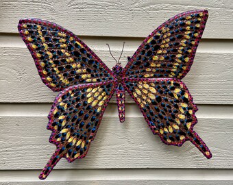 Thoas Swallowtail Butterfly – Costa Rica Creation Story - Colores de la Jungla - salvaged copper metal sculpture - wall art hanging - paints