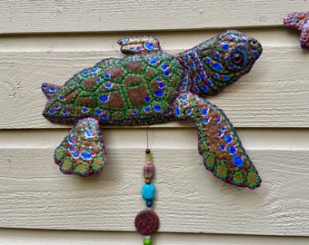 Sea Turtle Hatchling – Costa Rica Creation Story - Colores de la Jungla - salvaged copper metal sculpture - wall art hanging - patina paints