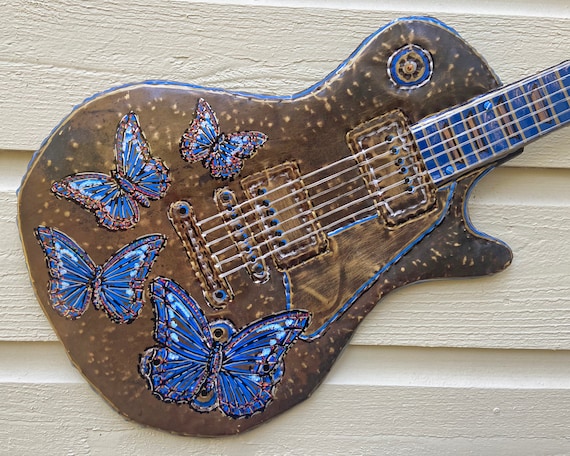 Butterfly Les Paul Guitar Salvaged Hammered Brass Metal - Etsy Canada