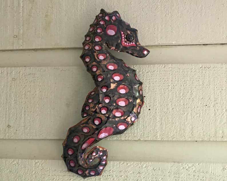 Seahorse copper metal sea creature art sculpture wall Etsy