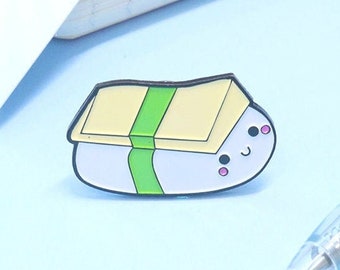 Tamago Sushi Soft Enamel Pins, Egg Sushi Enamel Pin - Lapel Pins - Food Pins - Foodie Pins - Kawaii Pins