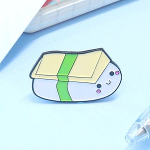 Tamago Sushi Enamel Pin: Kawaii Foodie Lapel Pin