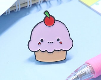 Pink Cupcake Enamel Pin - Soft Enamel Pin, Moon Pin, Cupcake Pin, Kawaii Pin, kawaii Pin, Sweets Pin