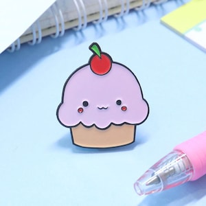 Pink Cupcake Enamel Pin - Soft Enamel Pin, Moon Pin, Cupcake Pin, Kawaii Pin, kawaii Pin, Sweets Pin
