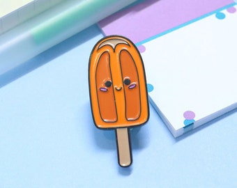 Orange Popsicle Enamel Pin -  Ice Lolly Enamel Pin Badge Brooch, Popsicle Summer Lapel Pin, Retro Flair, Tie Pin, Geek Pin