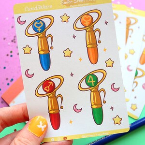 Sailor Scout Pens Sticker Sheet Sticker Sheet Bullet Journal Stickers, Scrapbook Stickers, Planner Stickers Magical Girl image 5