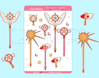 Card Captors Wands Sticker Sheet: Magical Girl Planner Stickers