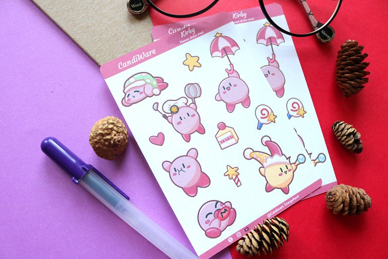 Kirby Sticker Sheet Bujo Stickers Kirby Planner Stickers Bullet Journaling Stickers image 3