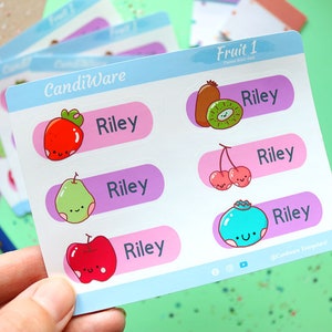 Vinyl Stickers OR Iron On Kids Name Labels Iron On Clothing Labels Fabric Labels Waterproof Labels Daycare Labels Kawaii Animals 2 Waterproof Stickers