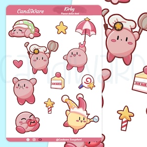 Kirby Sticker Sheet Bujo Stickers Kirby Planner Stickers Bullet Journaling Stickers image 1